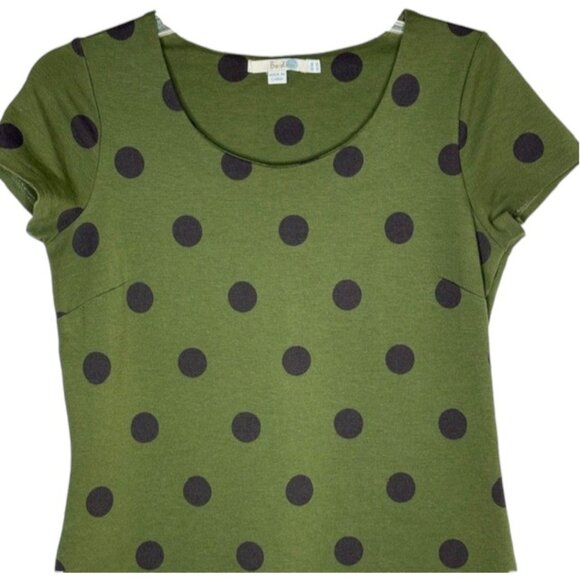 Boden WH278 Joyful Jersey Short Sleeved Polka Dot Dress - Olive/Black - 6L - Picture 2 of 8